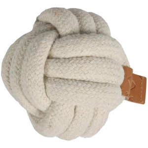 Beiger Ebi Hundespielzeug Skip Ball, ein Baumwoll-Knotenball für Apportierspiele.