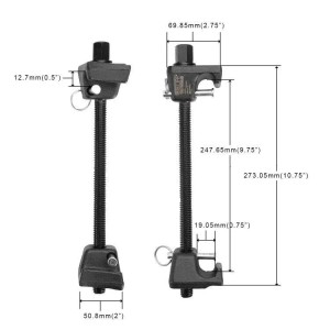 Zwei schwarze CCLIFE Federspanner, 320mm, mit Gewindestange und Spannhaken. Profi KFZ Feder Spanner Werkzeug.