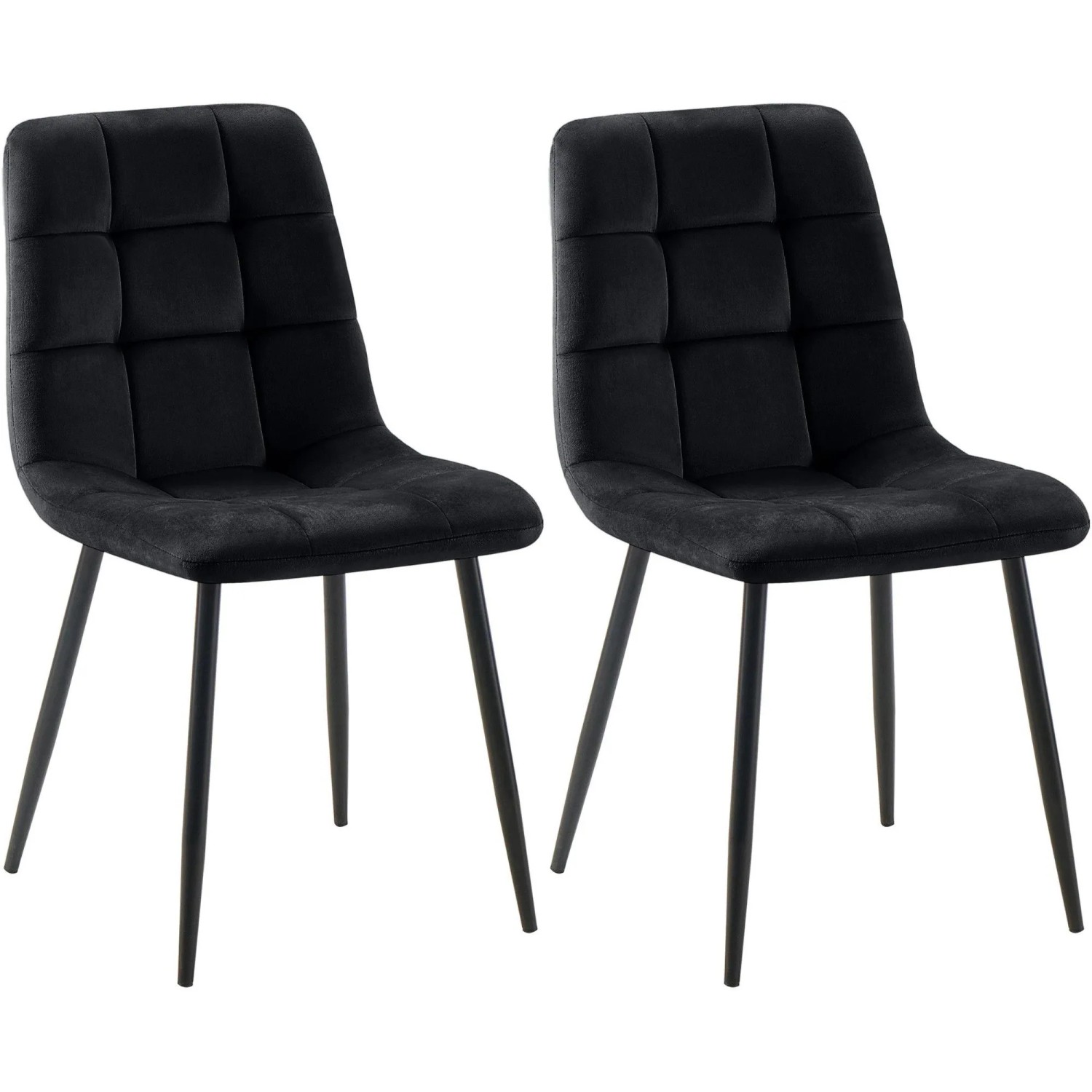 DELUKE 2er Set Esszimmerstuhl FIGAD Samt Schwarz 45x55x84cm Essstühle Esszimmerstühle Küchenstühle Wohnzimmerstühle