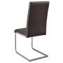 Freischwinger Stuhl Vegas 2er Set, braunes Kunstleder, Metallgestell.