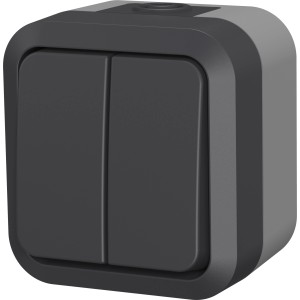 Grau-anthrazit Doppel-Wechselschalter Aqua Pro für Feuchträume und Außenbereiche.