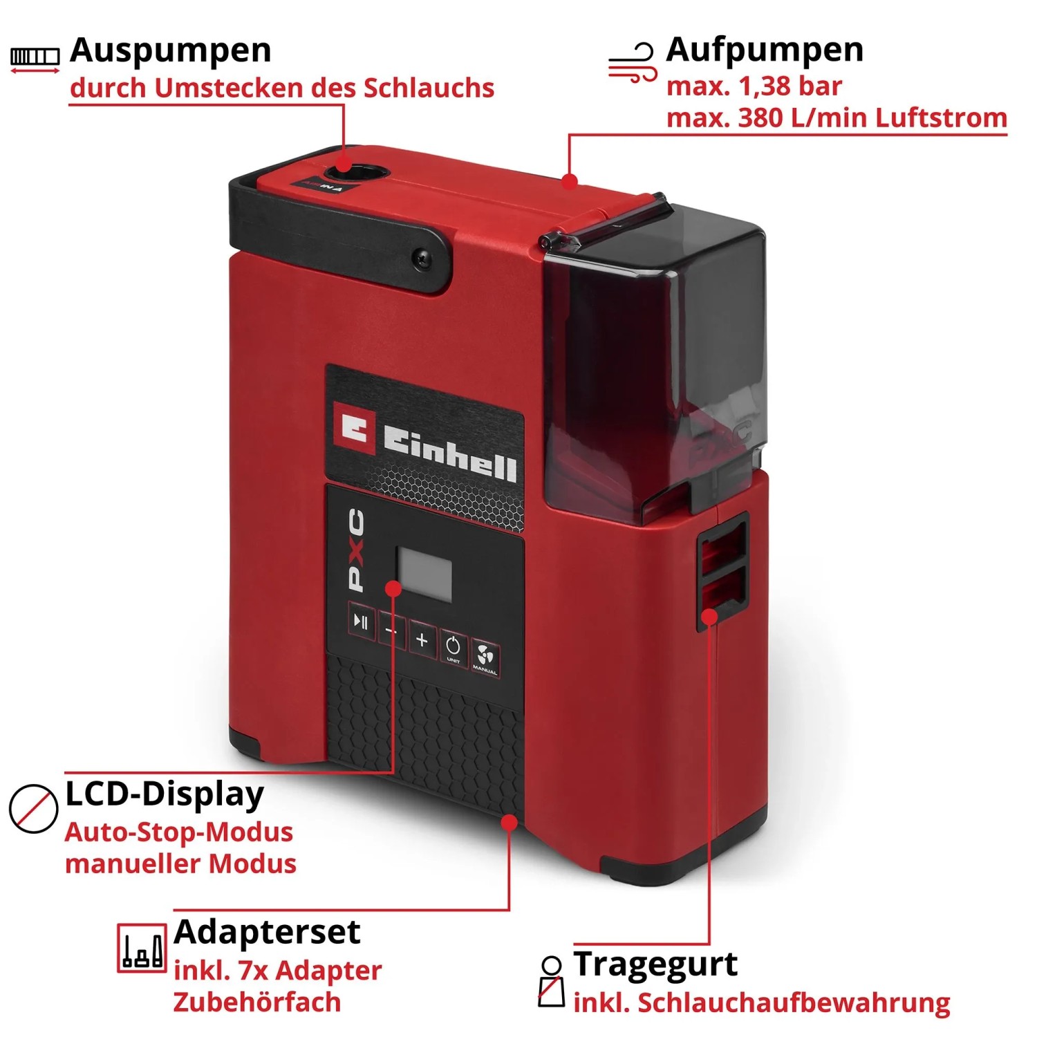 Einhell Akku-Kompressor Suppero 18/380: Akku-Luftpumpe zum Aufpumpen von SUPs und mehr.