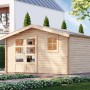Karibu Gartenhaus Arosa aus unbehandeltem Holz mit Satteldach, 372x282 cm.