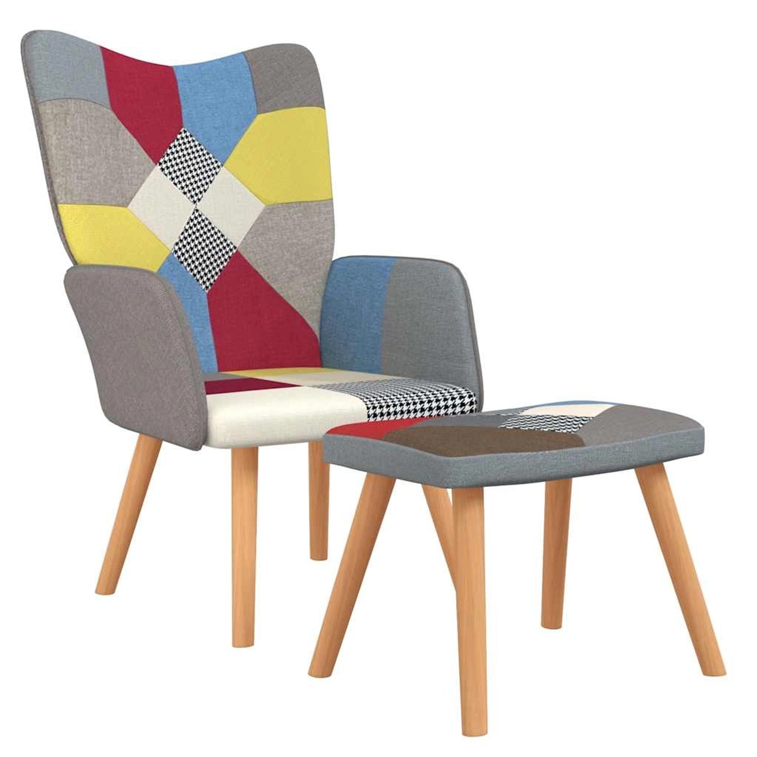 vidaXL Relaxsessel mit Hocker Patchwork Stoff 328184