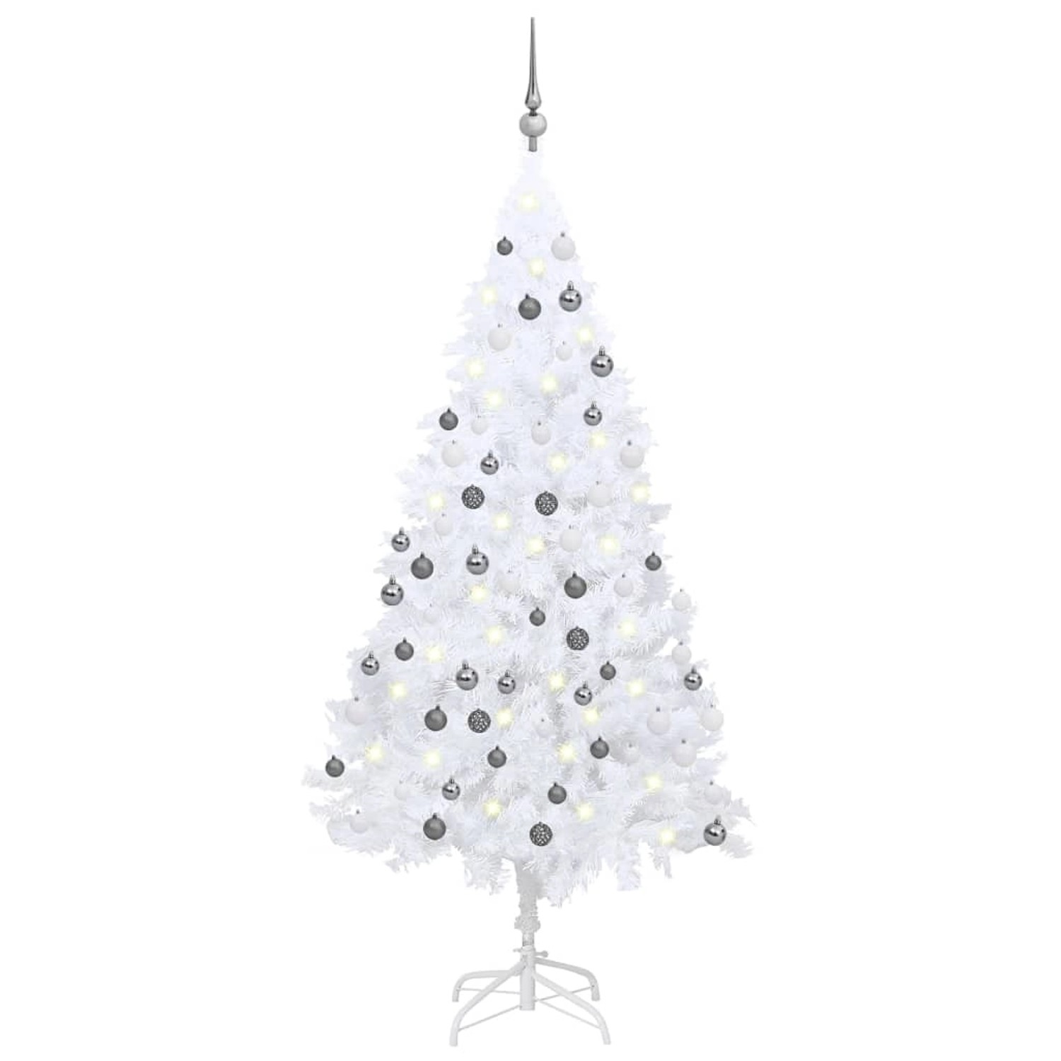 vidaXL Künstlicher Weihnachtsbaum mit LEDs   Kugeln Weiß 120 cm PVC Modell 3