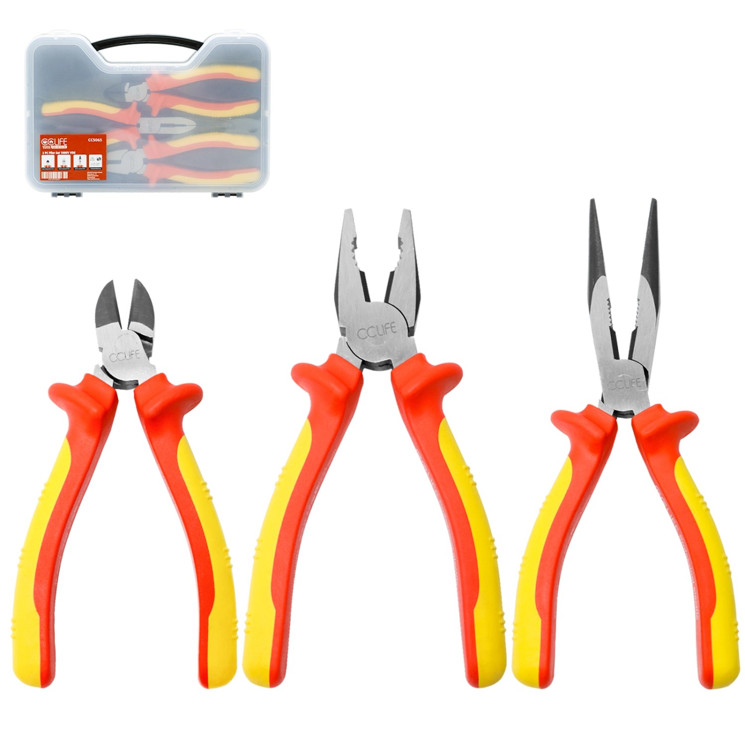 CCLIFE 3tlg VDE Zangenset 1000V Universal Kombizange 170mm Flachrundzange 1 günstig online kaufen
