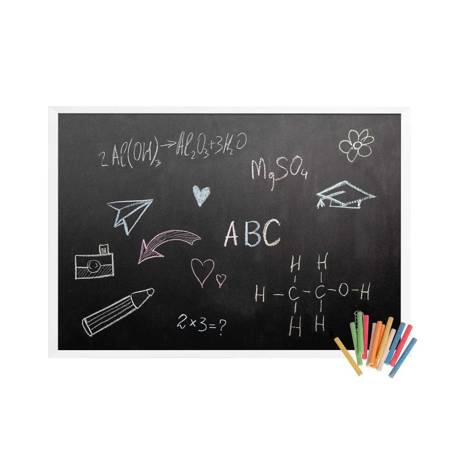 Tulup Tafel mit Kreide 120x90 cm Weißer Rahmen Kreidetafel für die Wand Plus Ein Kostenloses Kreideset