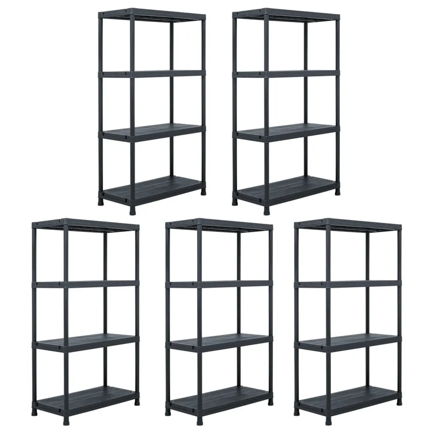vidaXL Lagerregale 5 Stk Schwarz 60 x 30 x 138 cm Kunststoff 276252
