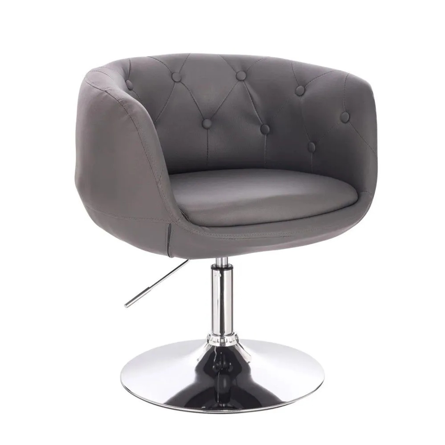 Svita Panama Retro Loungestuhl Polsterstuhl Cocktailsessel Tellerfuß Metall Kunstleder Grau