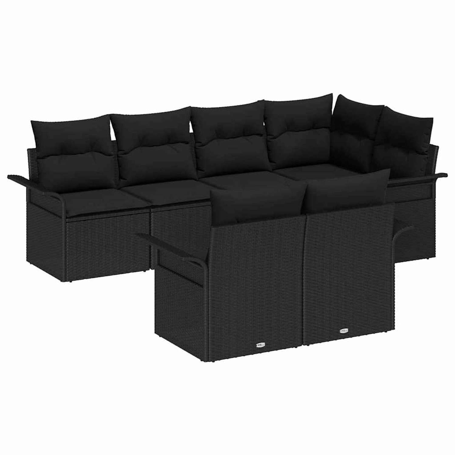 vidaXL Garten-Sofa-Set mit Kissen 7-Tlg Schwarz Poly Rattan 3345403 günstig online kaufen