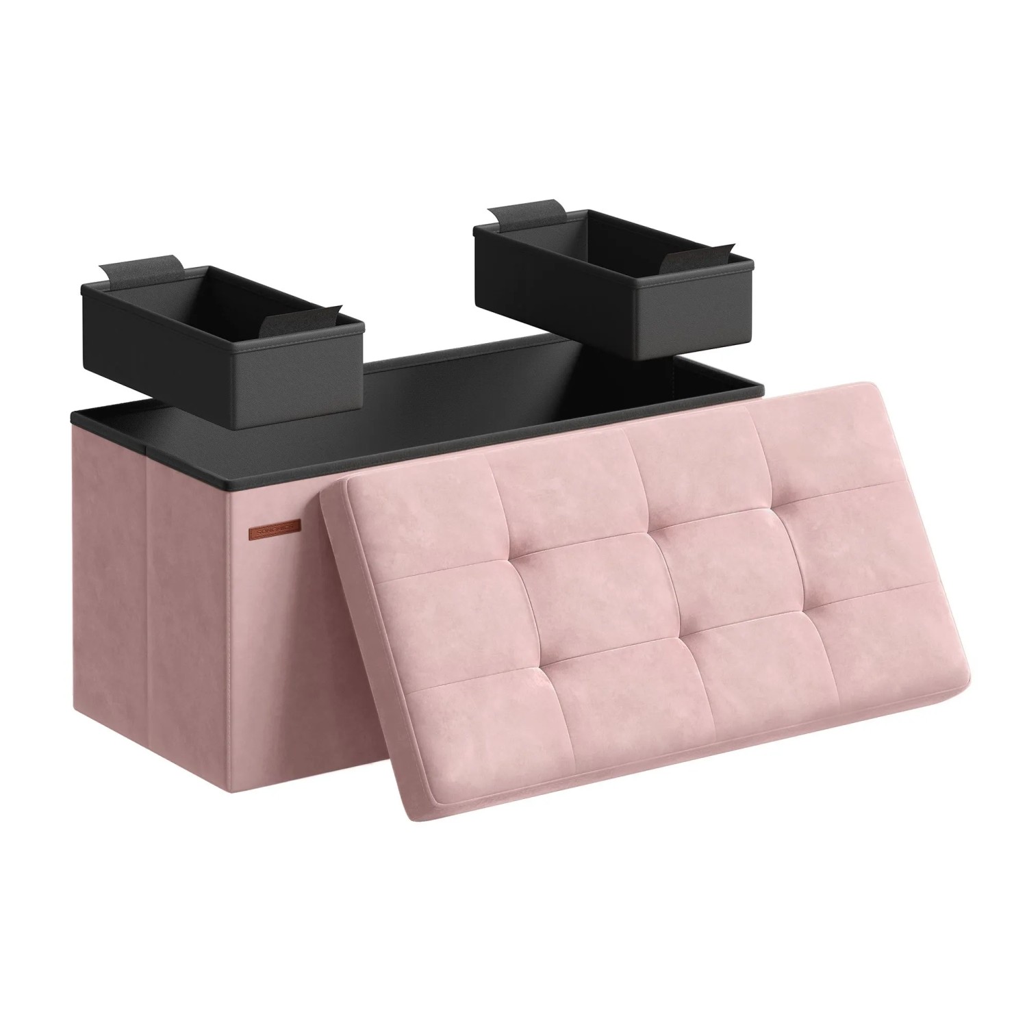 Songmics Sitzbank Minota mit Stauraum Samt Rosa