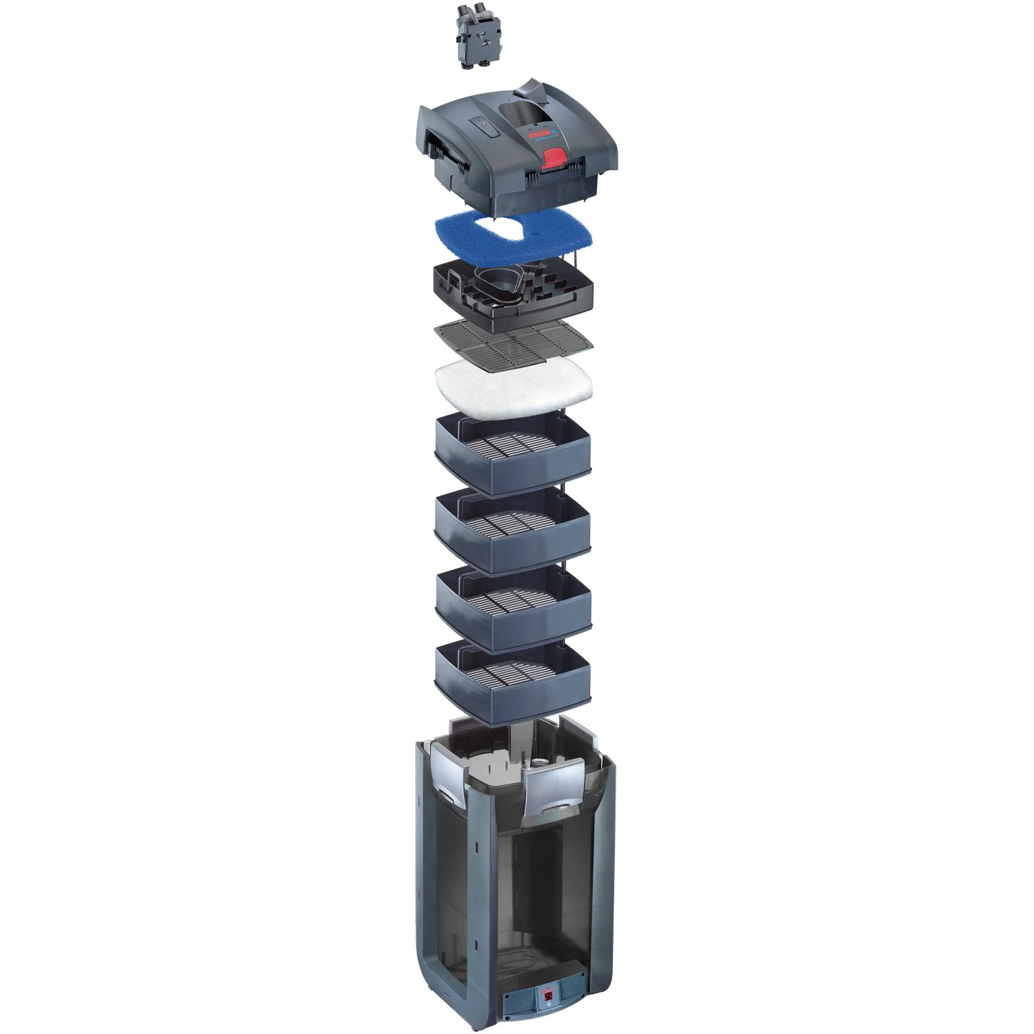 Eheim Thermofilter Professionel 5e 600T, explosionszeichnung. Aquarium Filter mit mehreren Filtermedien.