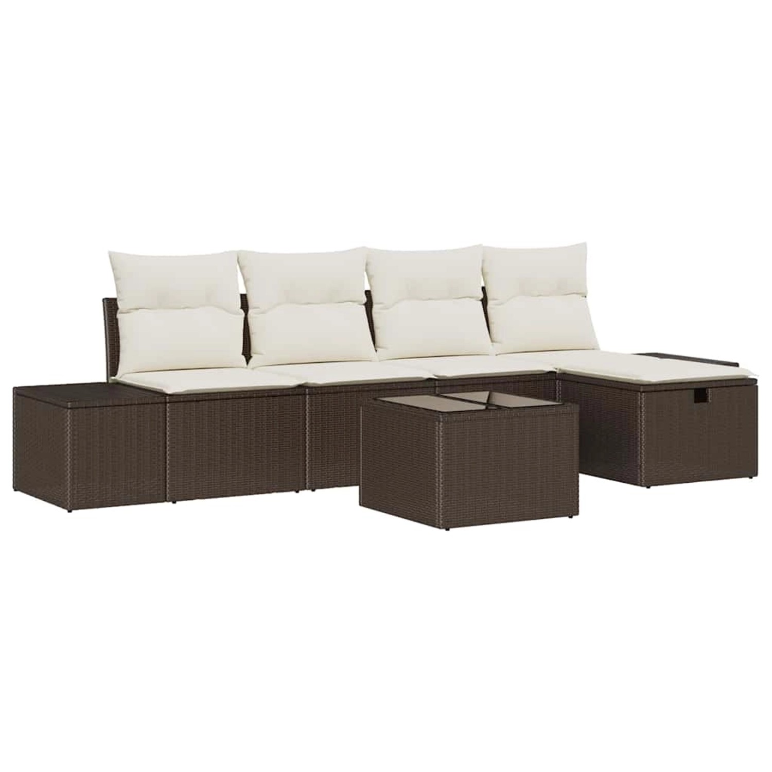 vidaXL Garten-Sofa-Set mit Kissen 6-Tlg Braun Poly Rattan 3359367 günstig online kaufen