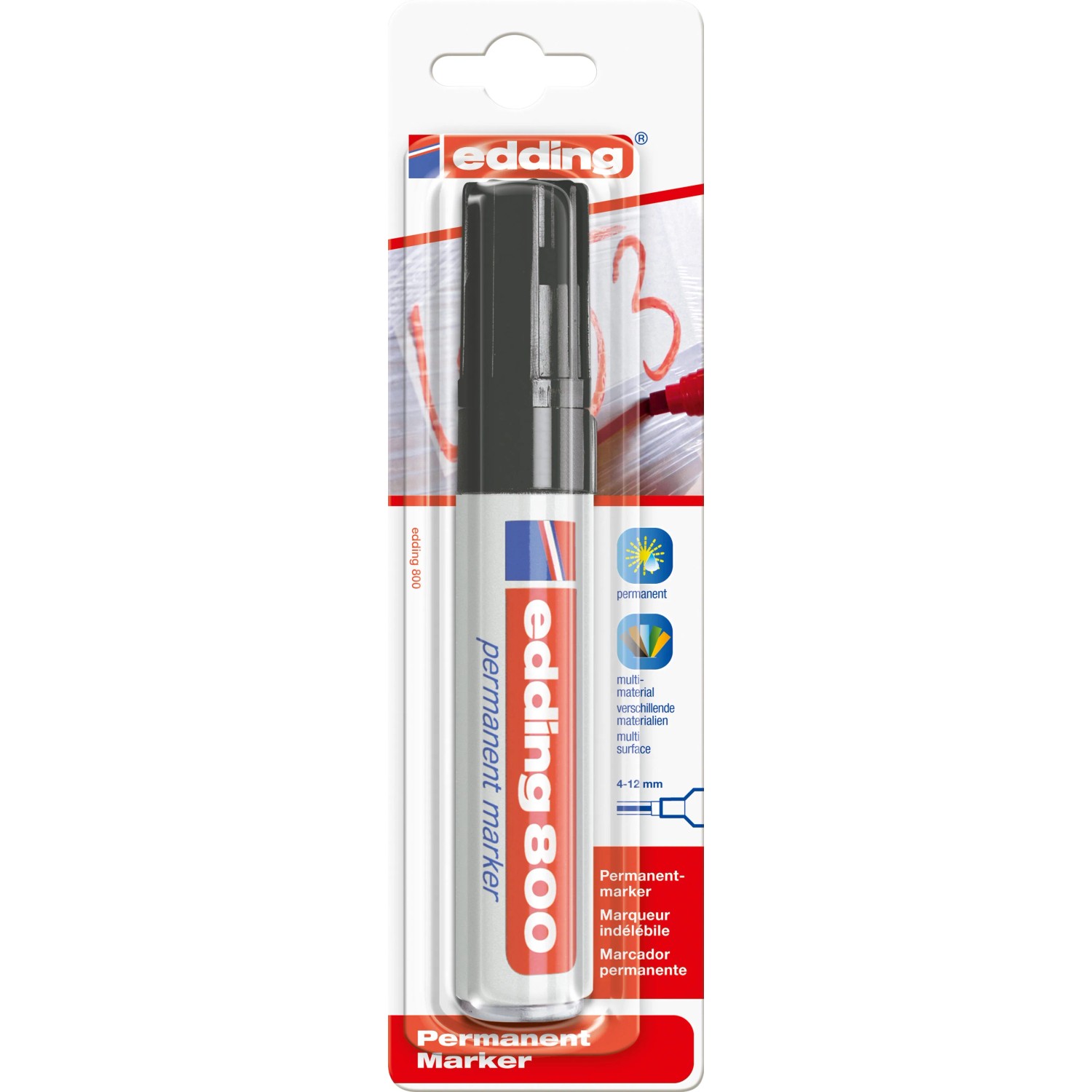 Edding 800 Permanentmarker, schwarz, 4-12 mm, in Originalverpackung.
