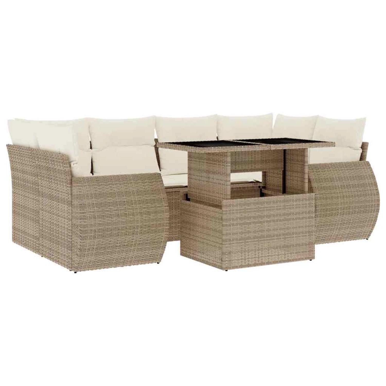 Thumbnail - vidaXL 7-Tlg Garten-Sofagarnitur mit Kissen Beige Poly Rattan 3268388