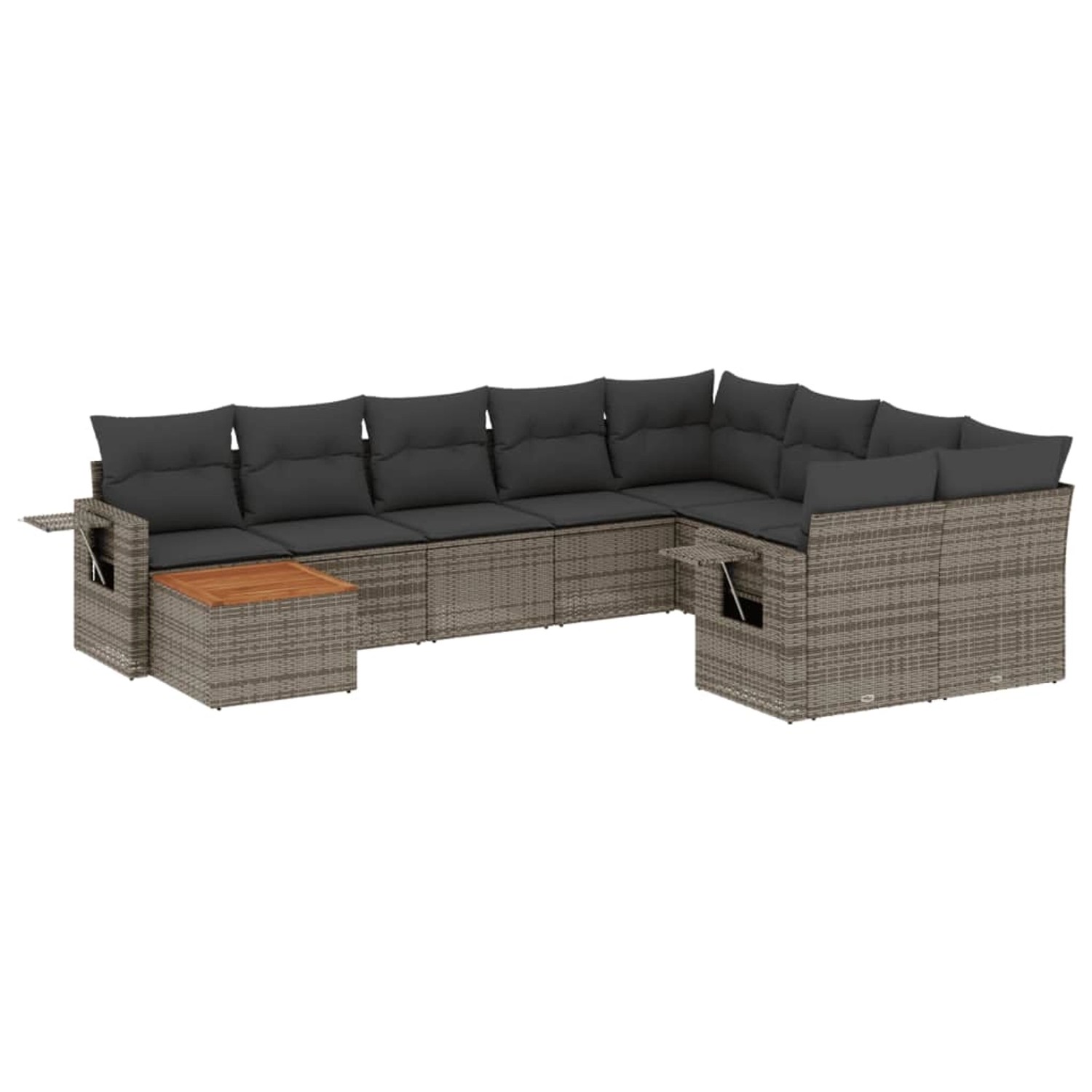 vidaXL 10-Tlg Garten-Sofagarnitur mit Kissen Grau Poly Rattan 3257061 günstig online kaufen