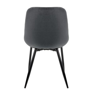 ML-Design Esszimmerstuhl Set, anthrazitfarbener Samt, schwarze Beine, Rückenansicht.