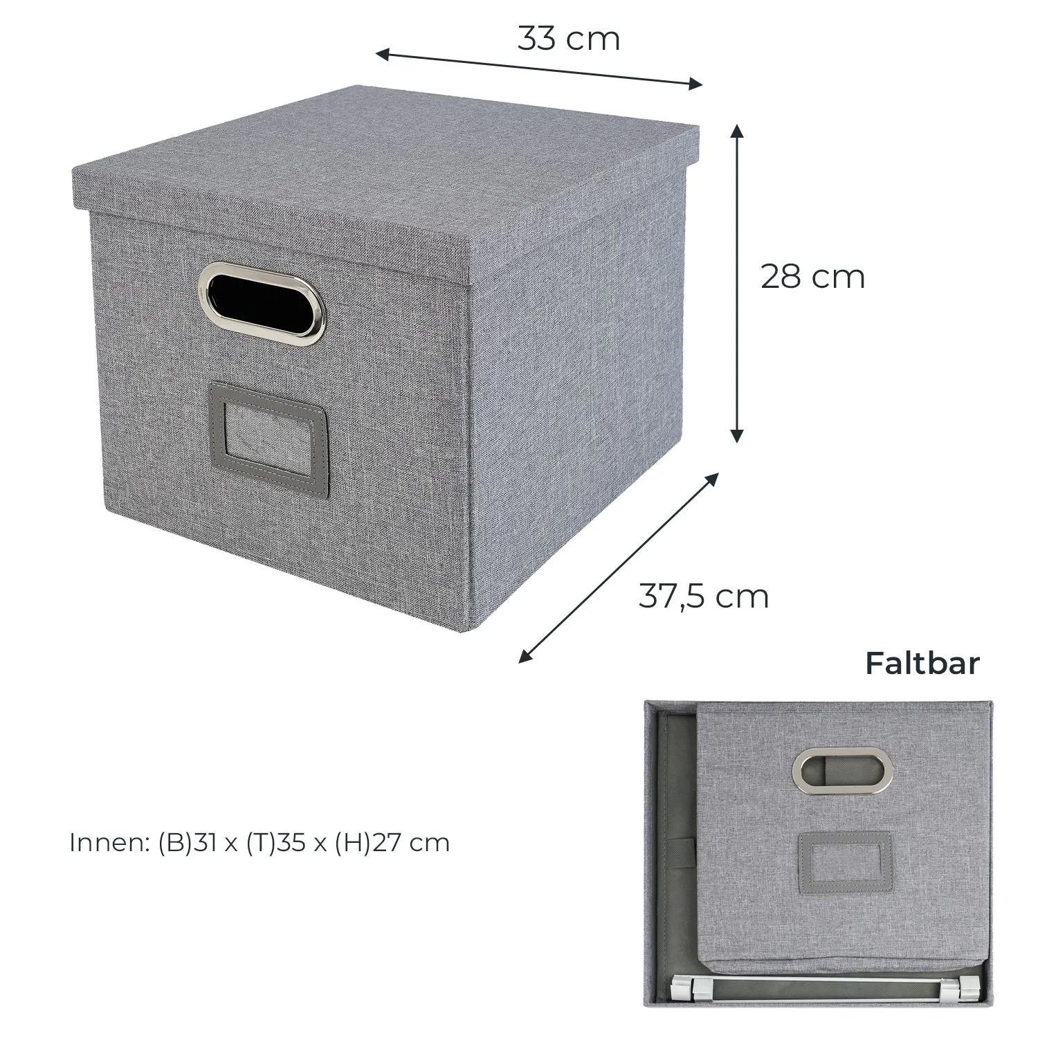 HMF 250473-12 Aufbewahrungsbox Deckel DIN A4 Hängeregister Kallax 33 x 37 x 28 cm_5