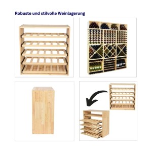 PROREGAL Weinregal Vincellar Modul aus Kiefernholz für 30 Flaschen mit Auszug.