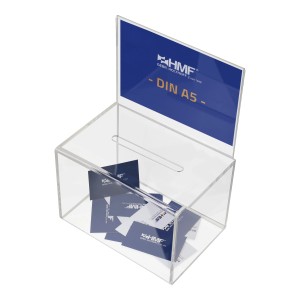 HMF 46916 Acryl Spendenbox Blatteinschub 22 x 15 x 15 cm DIN A4 Transparent