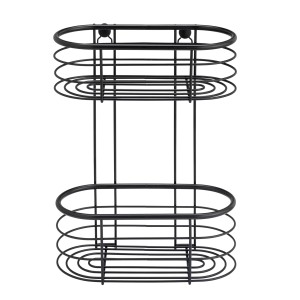 WENKO Wandregal Trestina, Edelstahl, 2 Etagen, schwarz, für Badutensilien.