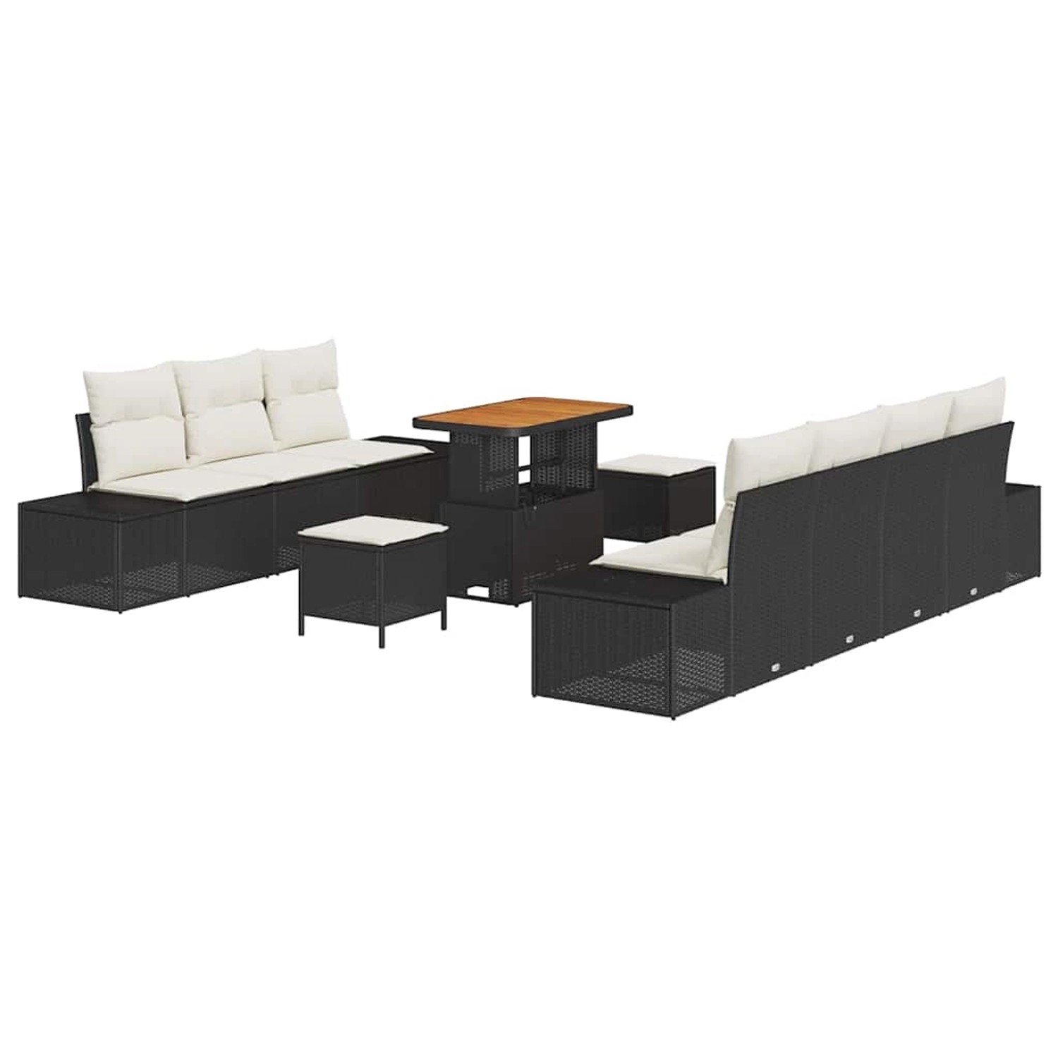 vidaXL Garten-Sofa-Set mit Kissen 10-Tlg Schwarz Poly Rattan 3362750 günstig online kaufen