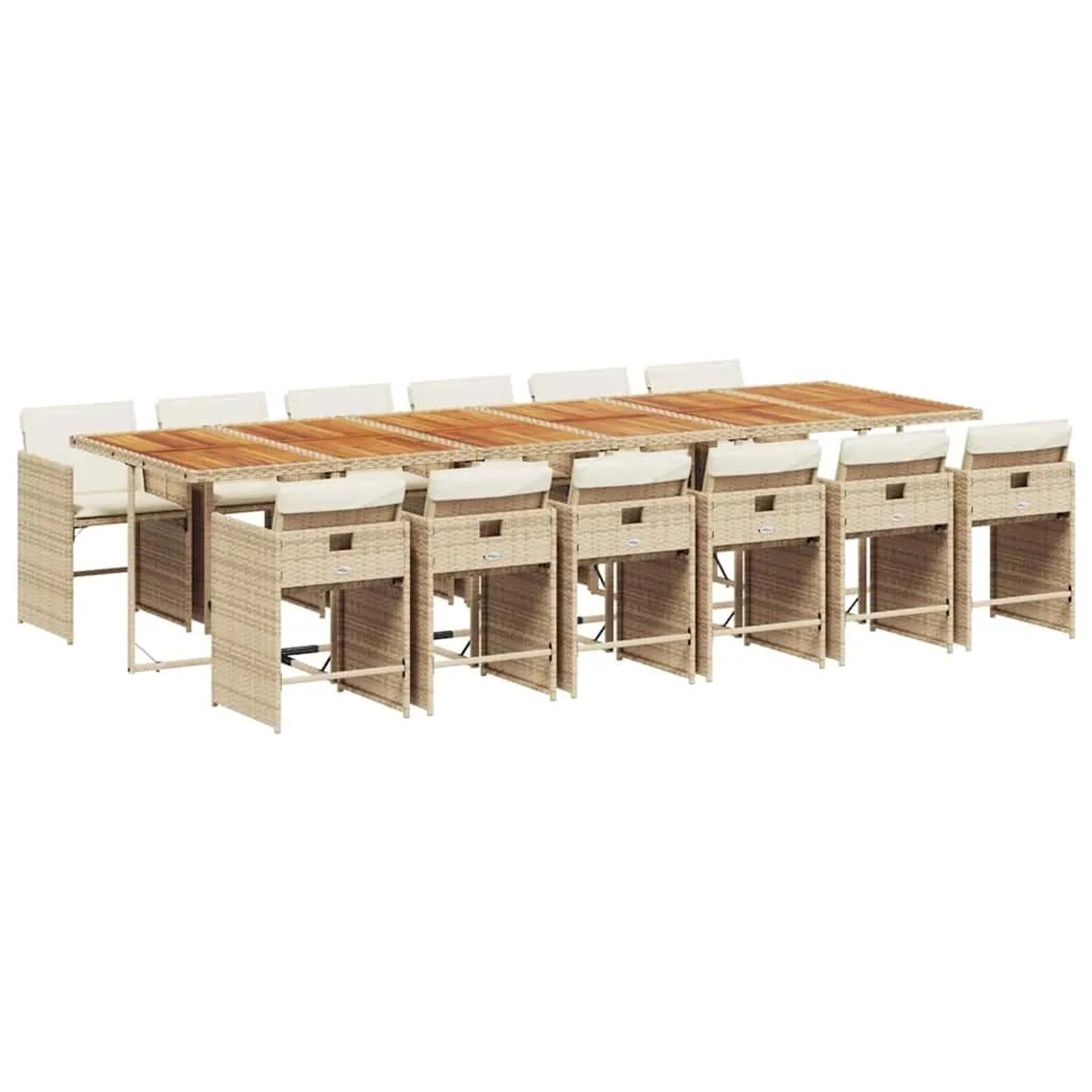vidaXL 13-Tlg Garten-Essgruppe mit Kissen Beige Poly Rattan 3211132