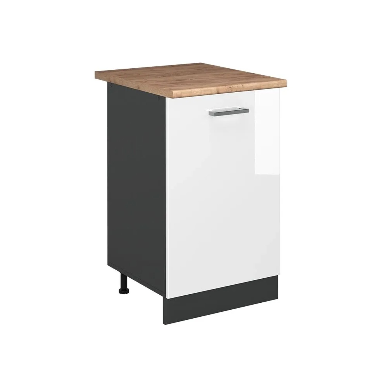 Vicco Küchenunterschrank R-Line Weiß Hochglanz/Anthrazit 50 x 82 Arbeitsplatte Goldkraft Eiche Art Nr 70293