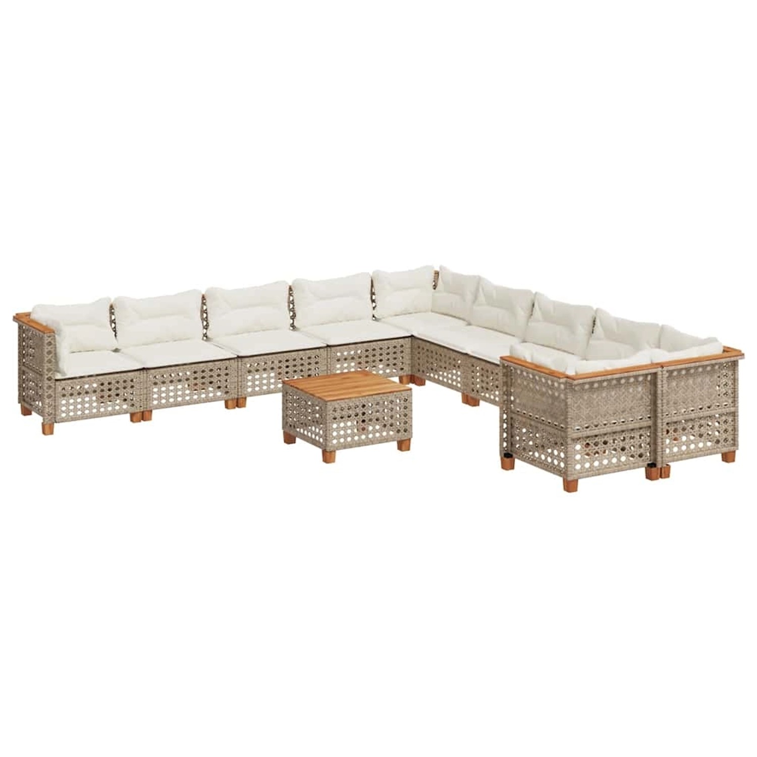 vidaXL 11-Tlg Garten-Sofagarnitur mit Kissen Beige Poly Rattan 3262054 günstig online kaufen