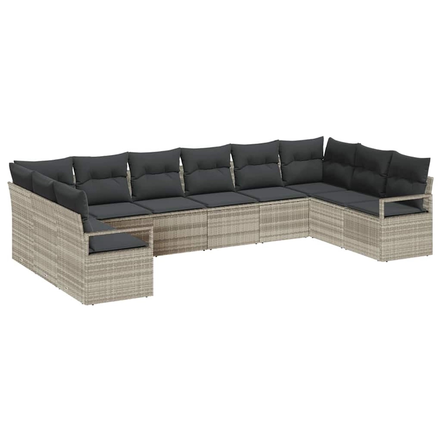 vidaXL Garten-Sofa-Set 10-Tlg Hellgrau Poly Rattan 3346562 günstig online kaufen