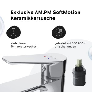 AM.PM Einhebel-Waschbeckenarmatur Hit Chrom mit Keramikkartusche und Temperaturregler.