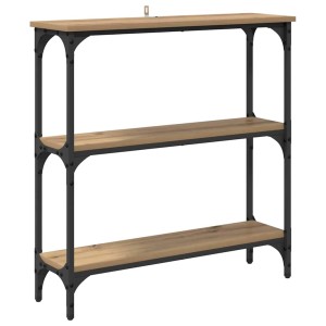 vidaXL Konsolentisch mit Artisan-Eiche Regalen und schwarzem Metallrahmen. Moderner Beistelltisch im Industrie-Design.