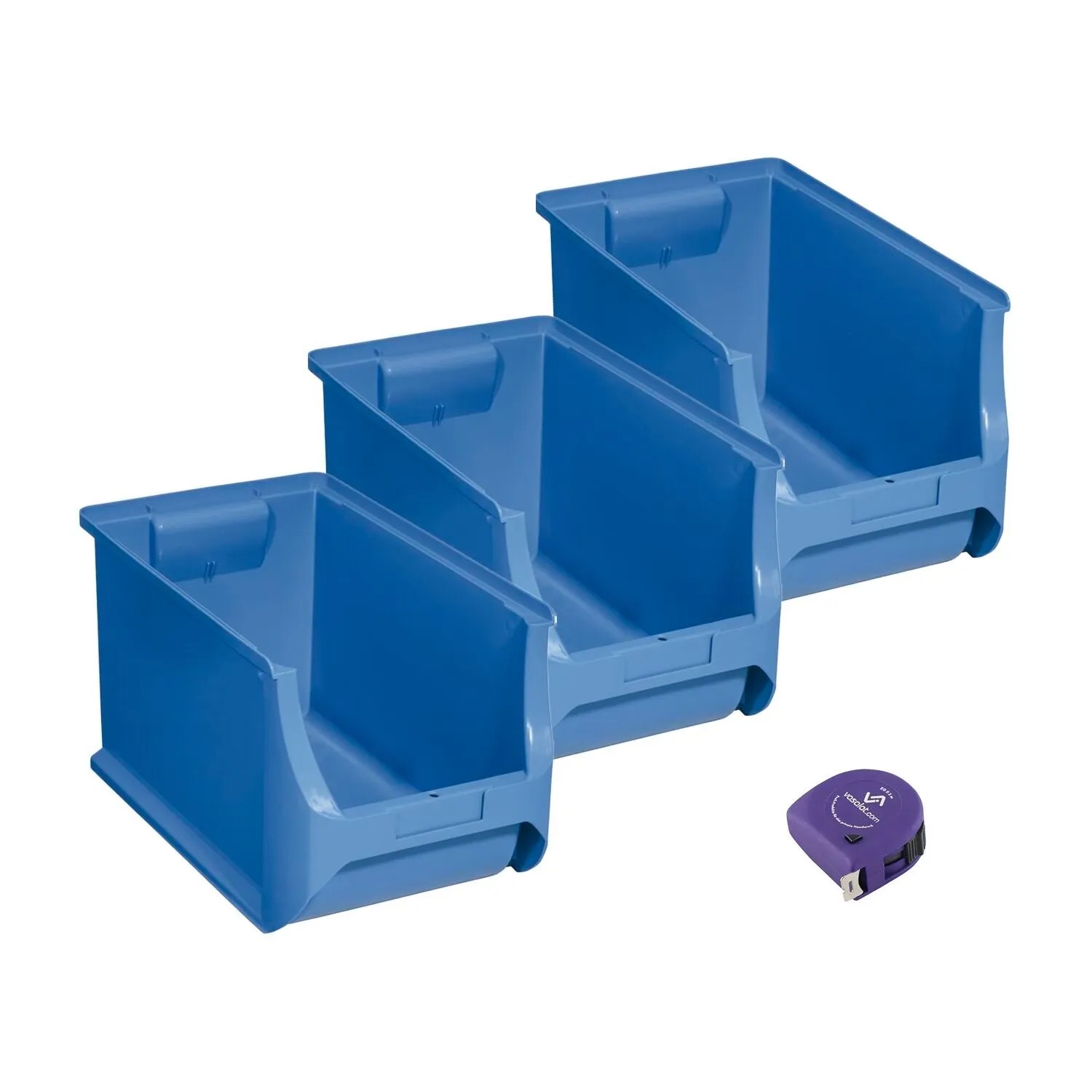 vasalat Set Stapelboxen Größe 4H 355x205x200 mm Blau 3 Stück