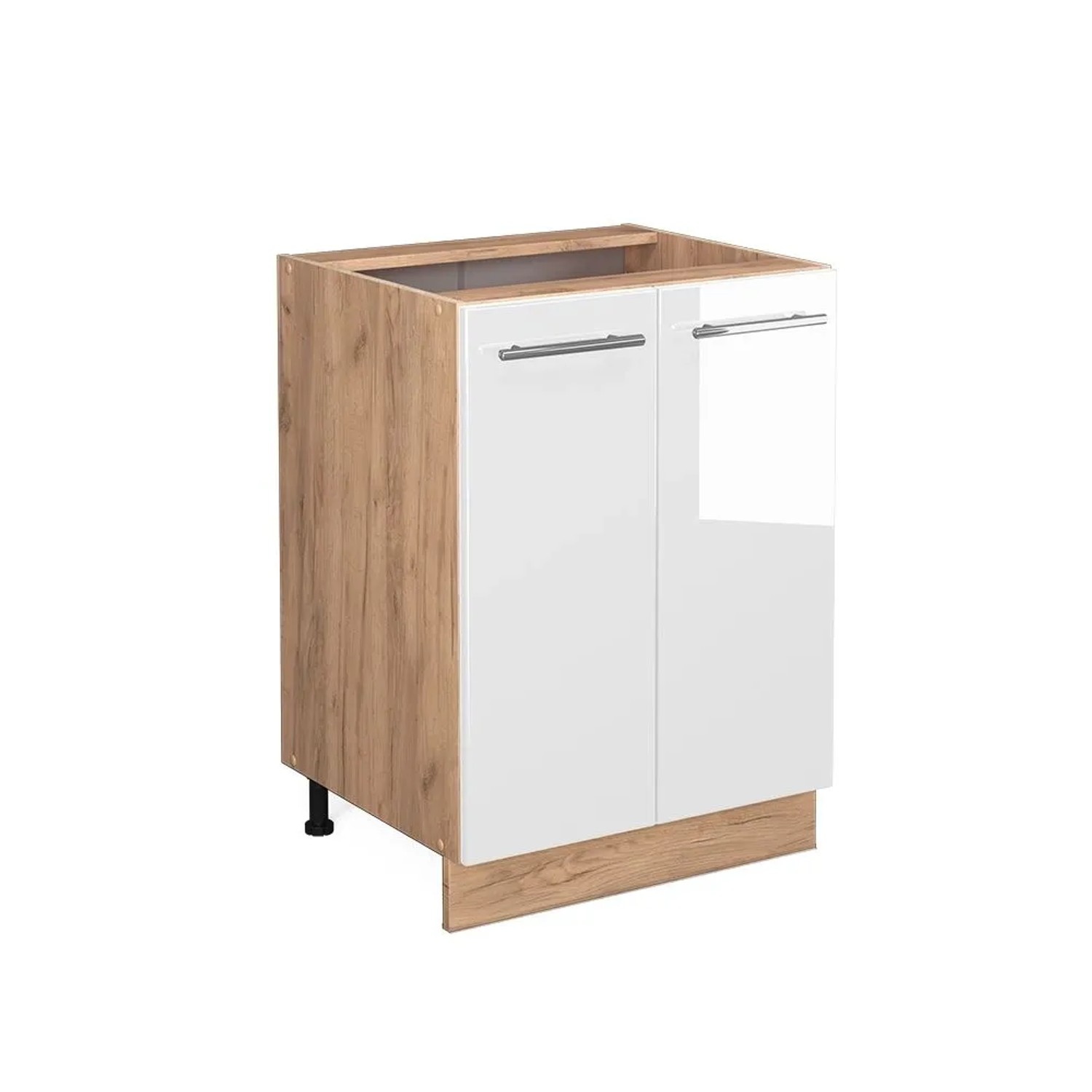 Vicco Küchenunterschrank Fame-Line Weiß Hochglanz Goldkraft Eiche 60 cm ohne Arbeitsplatte