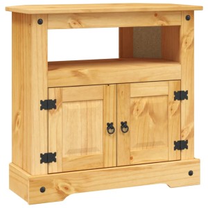 vidaXL Konsolentisch im Mexiko-Stil aus Kiefernholz, brauner Tisch mit Schrankfach und offenem Fach.