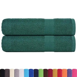 vidaXL Duschtücher 2 Stk Grün 70x140 cm 360 g/m² 100% Baumwolle 136857