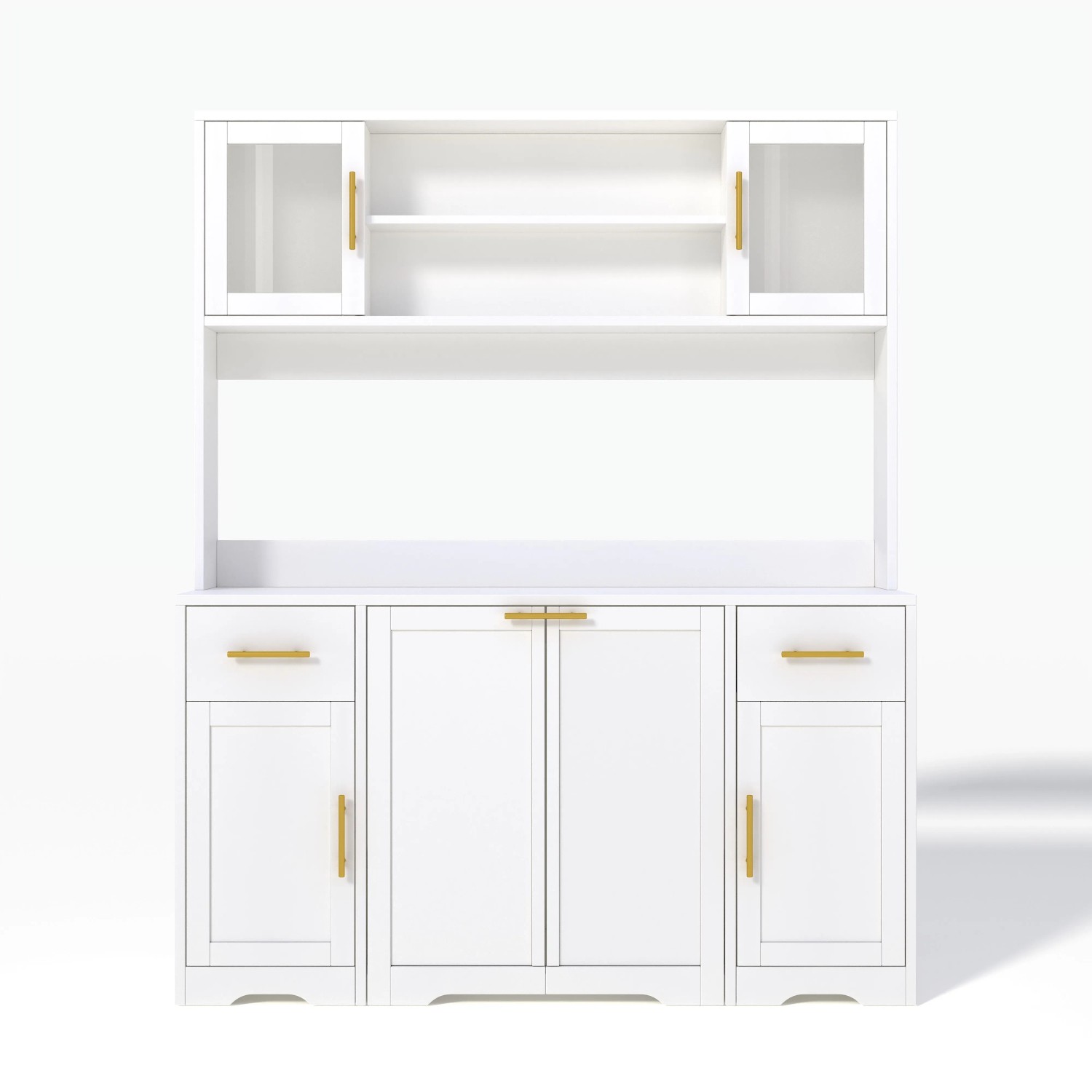 Merax Küchenschrank 173x140x40 cm Weiß Arbeitsplatte Schubladen Mülleimer