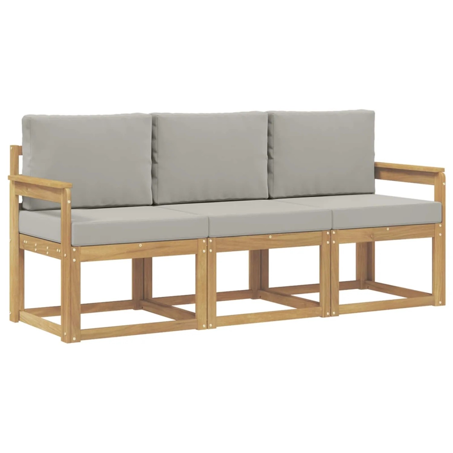 vidaXL Outdoor-Sofagarnitur 3-Tlg Weiß und Hellgrau 189,5 x 63 x 73 cm 3387165