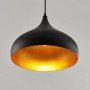 Moderne, schwarze Lindby Pendelleuchte Ritana aus Aluminium, 1-flammig mit goldener Innenseite.