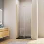 AICA Nischentür, 80cm, gold gebürstet, Falttür/Drehtür, 6mm ESG Glas für Duschkabinen.