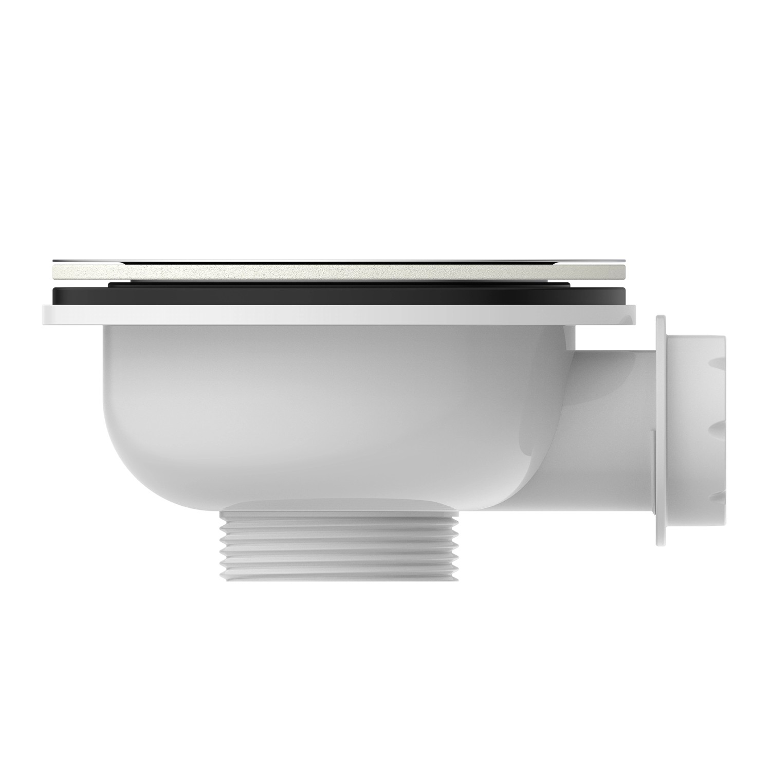 Weißes Kirchhoff Korbventil mit Sieb (Ø 114mm) und 47,8mm Anschluss für Spüle.