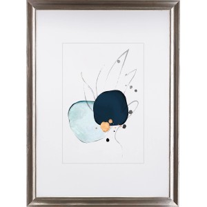 Holz-Bilderrahmen in Silber, 50x70 cm, mit abstraktem Bild.