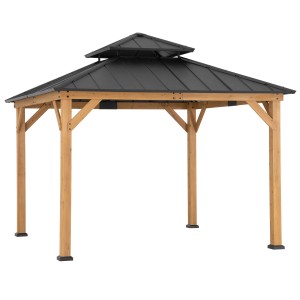 Sunjoy Gazebo Kaps aus Zedernholz, 330x330 cm, anthrazitfarbenes Stahldach. Pavillon für Garten und Terrasse.