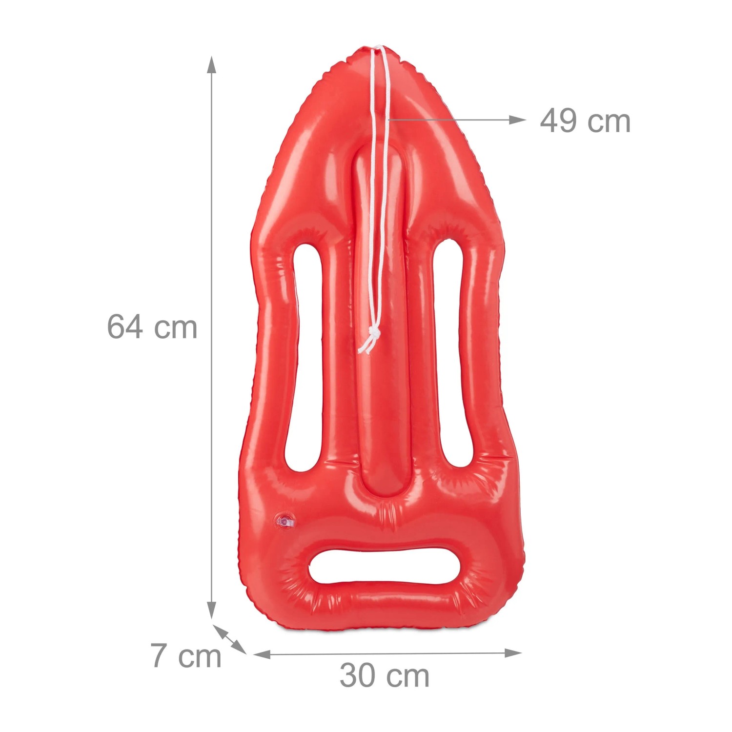 Relaxdays Rettungsboje Kunststoff Rot Aufblasbar 7 cm x 30 cm x 64 cm 0,1 kg_4
