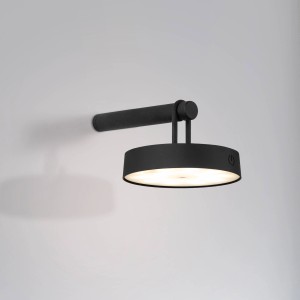 Schwarze LED-Akku-Wandleuchte Arma von Just Light, dimmbar und flexibel einsetzbar.