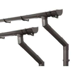 Inefa Dachrinnen Set, 2x 3m, NW 100, halbrunde Ausführung in Dunkelbraun für Gartenhäuser.