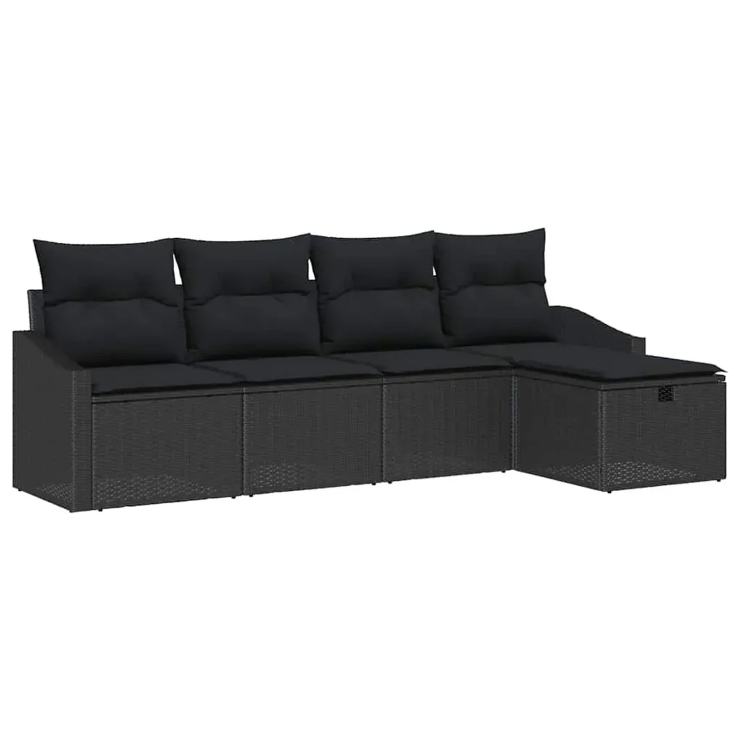 vidaXL Garten-Sofa-Set mit Kissen 5-Tlg Schwarz Poly Rattan 3359262