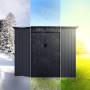 Dunkelgrauer Juskys Metall Geräteschuppen M mit Pultdach für den Garten.
