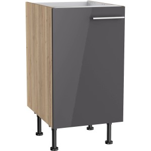 Optifit Spülenunterschrank Jonte984 in Anthrazit-Wildeiche, 45 cm breit. Küchenschrank mit Tür und Edelstahlgriff.