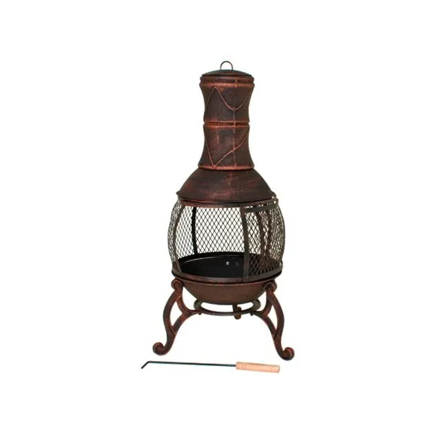 DELUKE Terrassenofen NIL Gusseisen Dunkelbraun 90x50x50cm Feuerstelle Feuerkorb Garten Terrasse Holz Ofen Kamin Outdoor